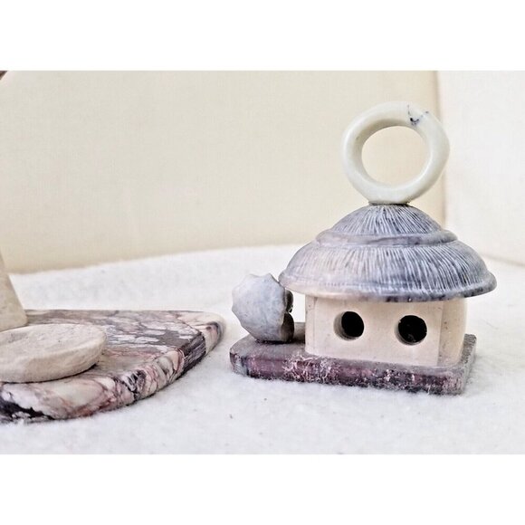 Stone sculpture‎ tree birdhouse marble 6x3 bird watcher outdoorsy ornithology - Picture 4 of 11